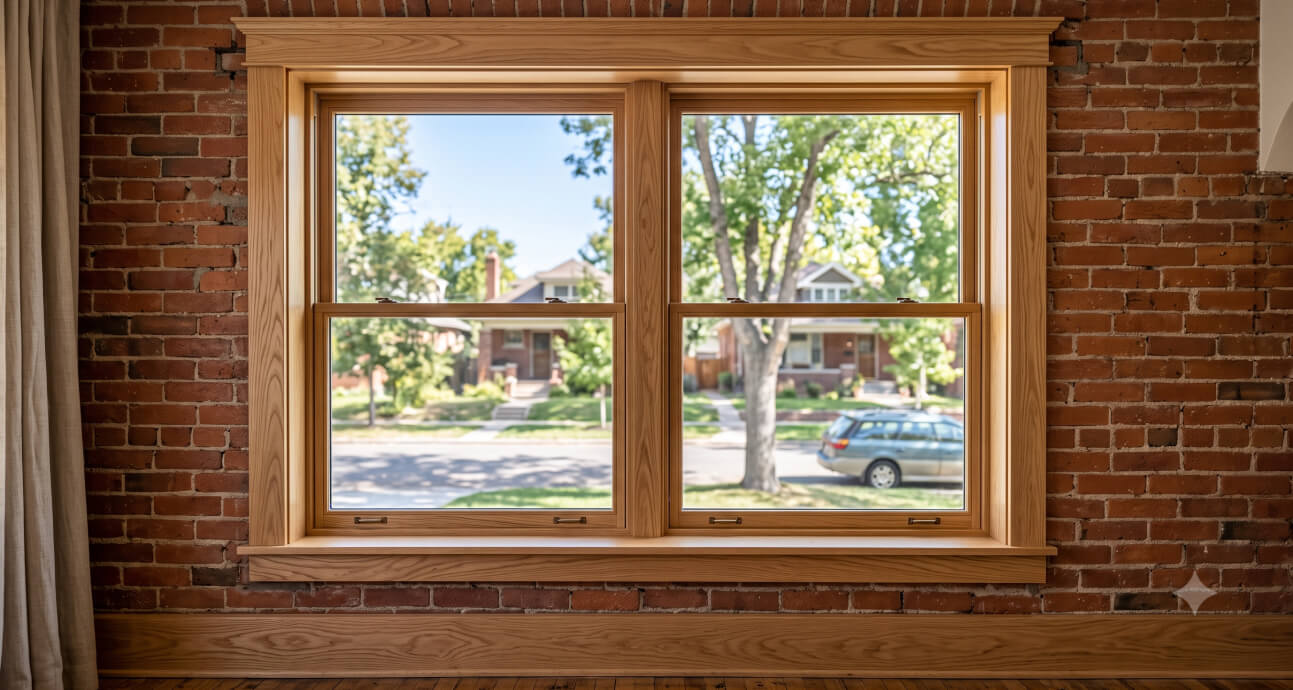 img - wooden style windows with bricks